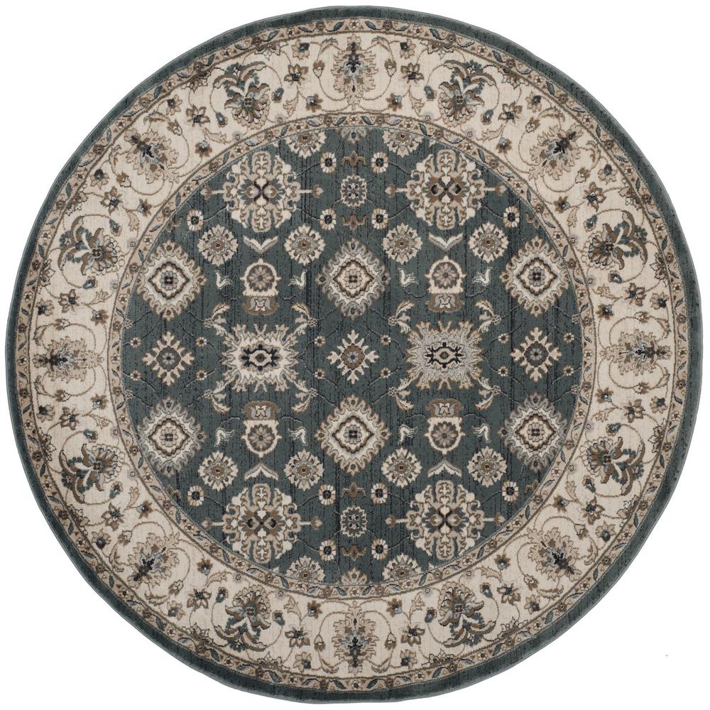 LYNDHURST, TEAL / CREAM, 7' X 7' Round, Area Rug