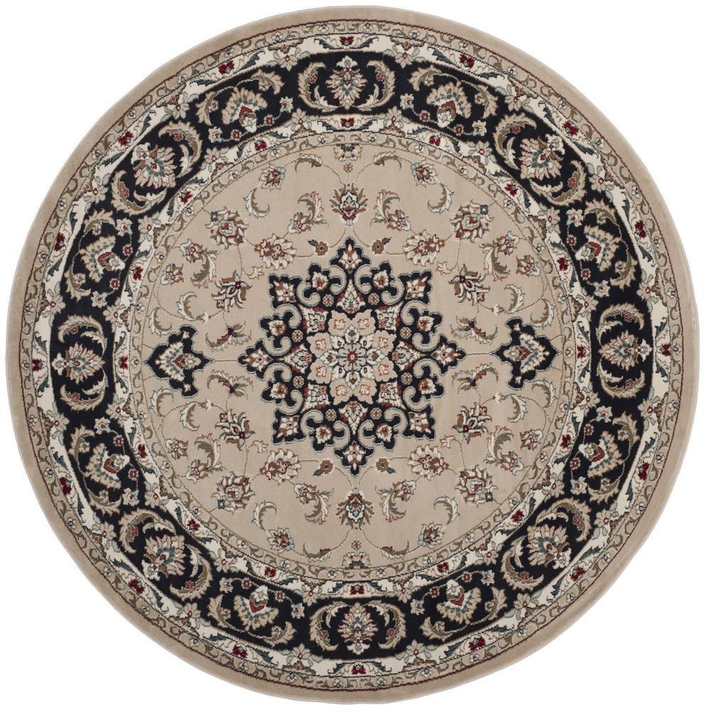 LYNDHURST, CREAM / ANTHRACITE, 7' X 7' Round, Area Rug