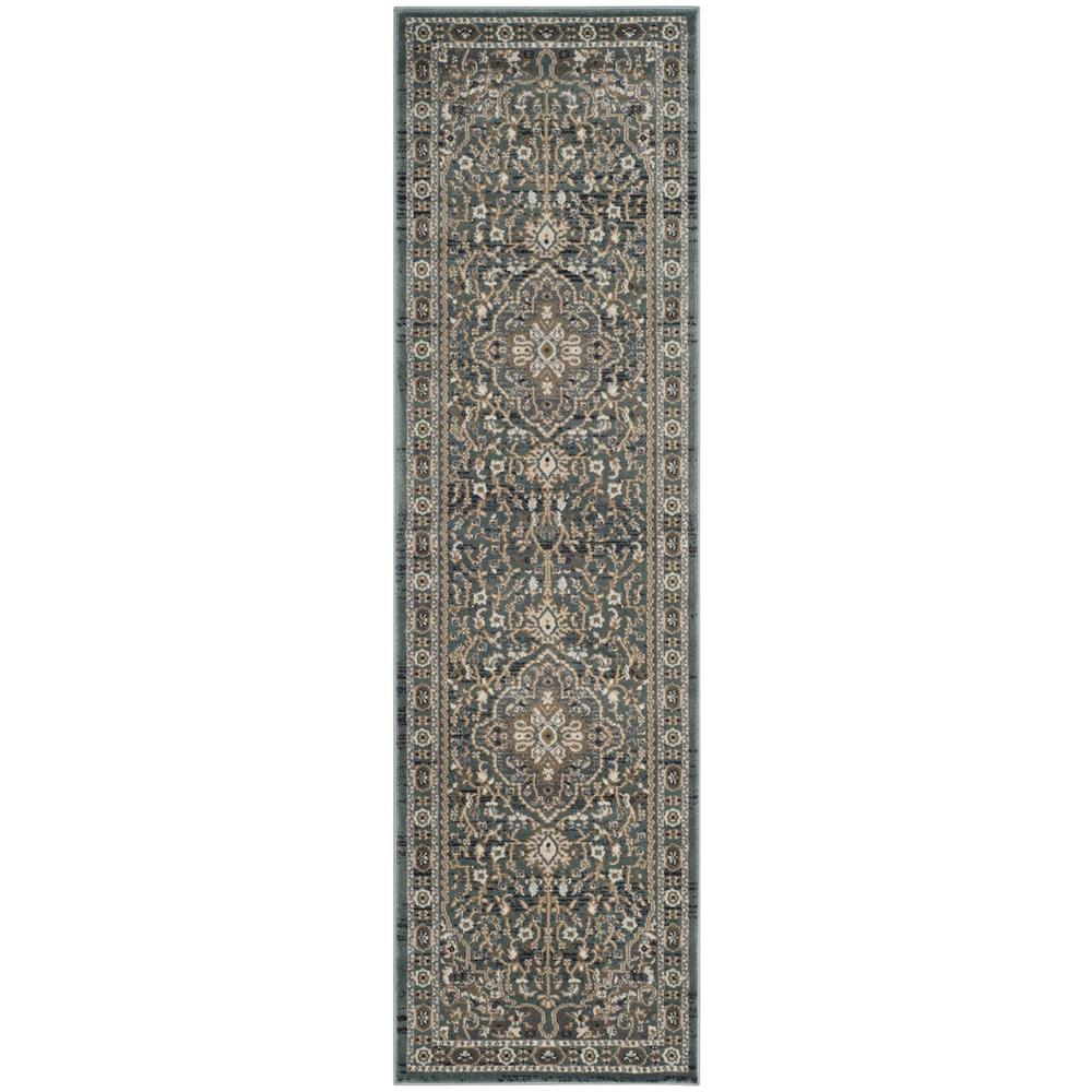 LYNDHURST, TEAL / GREY, 2'-3" X 8', Area Rug