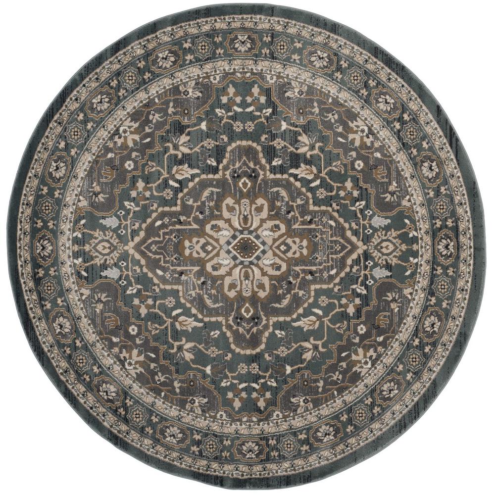 LYNDHURST, TEAL / GREY, 7' X 7' Round, Area Rug