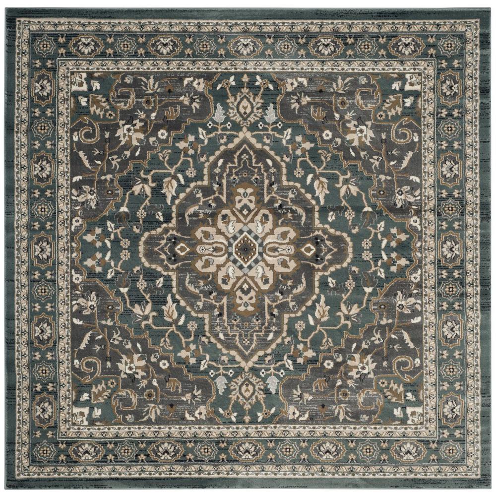 LYNDHURST, TEAL / GREY, 7' X 7' Square, Area Rug