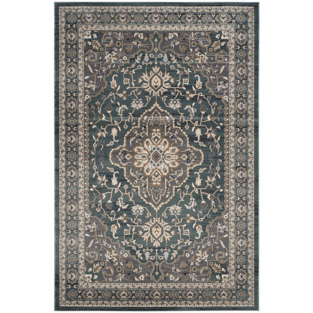 LYNDHURST, TEAL / GREY, 8' X 10', Area Rug
