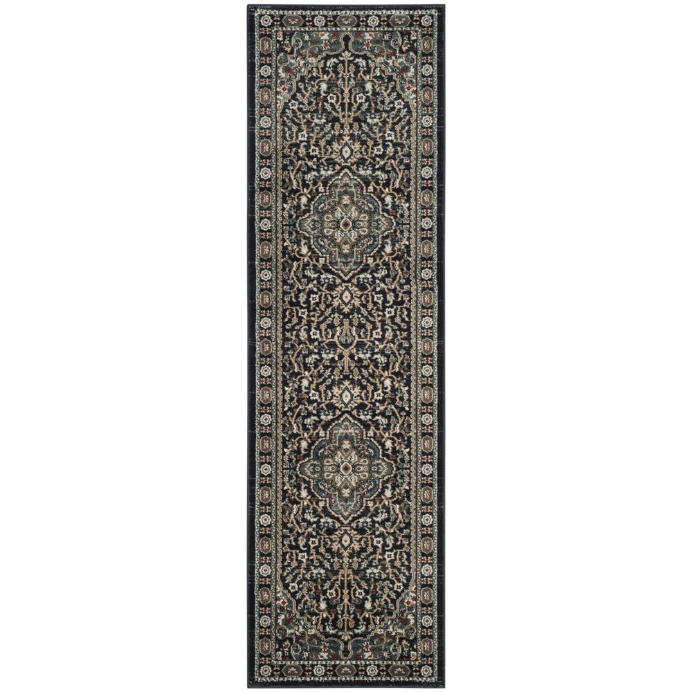 LYNDHURST, ANTHRACITE / TEAL, 2'-3" X 8', Area Rug