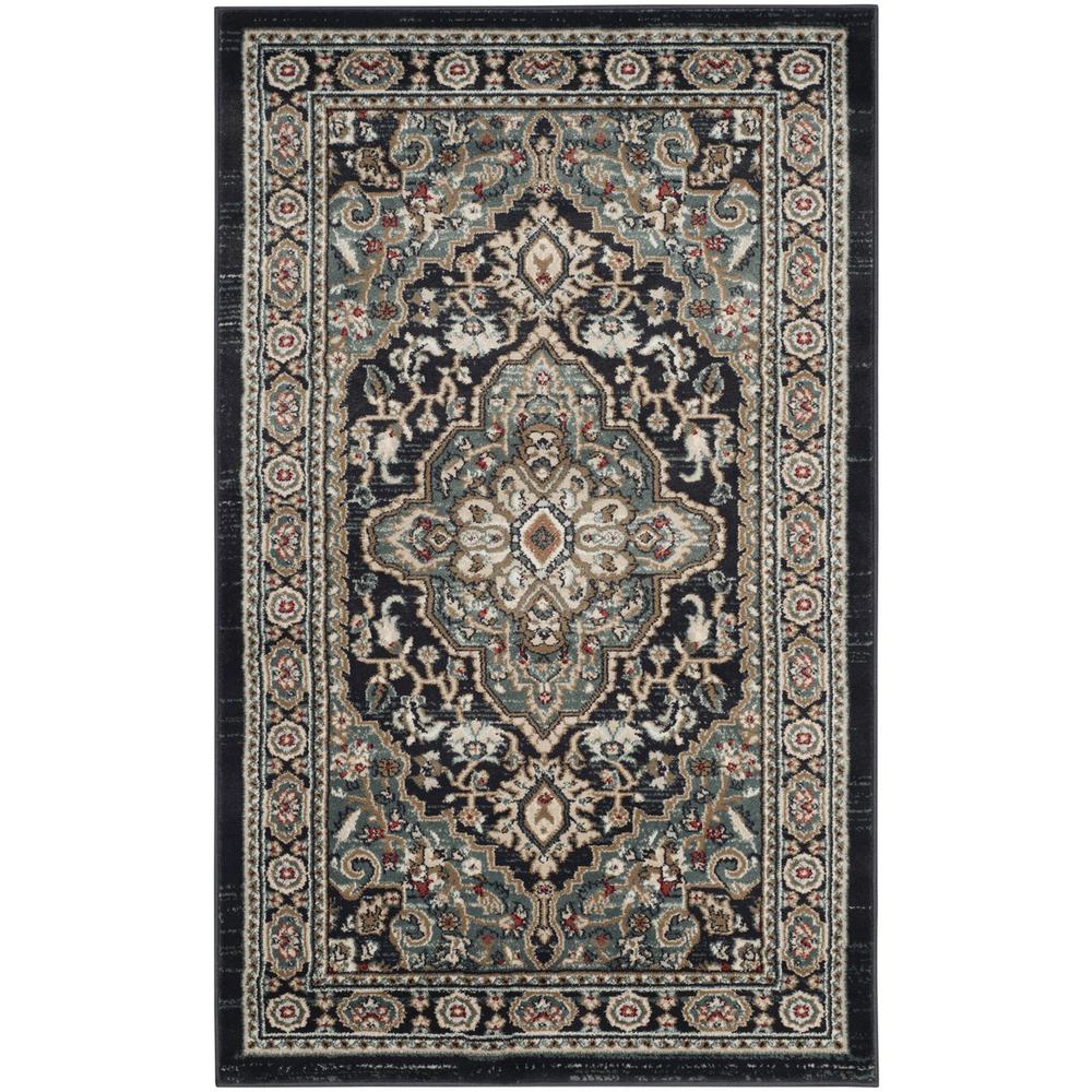 LYNDHURST, ANTHRACITE / TEAL, 3'-3" X 5'-3", Area Rug