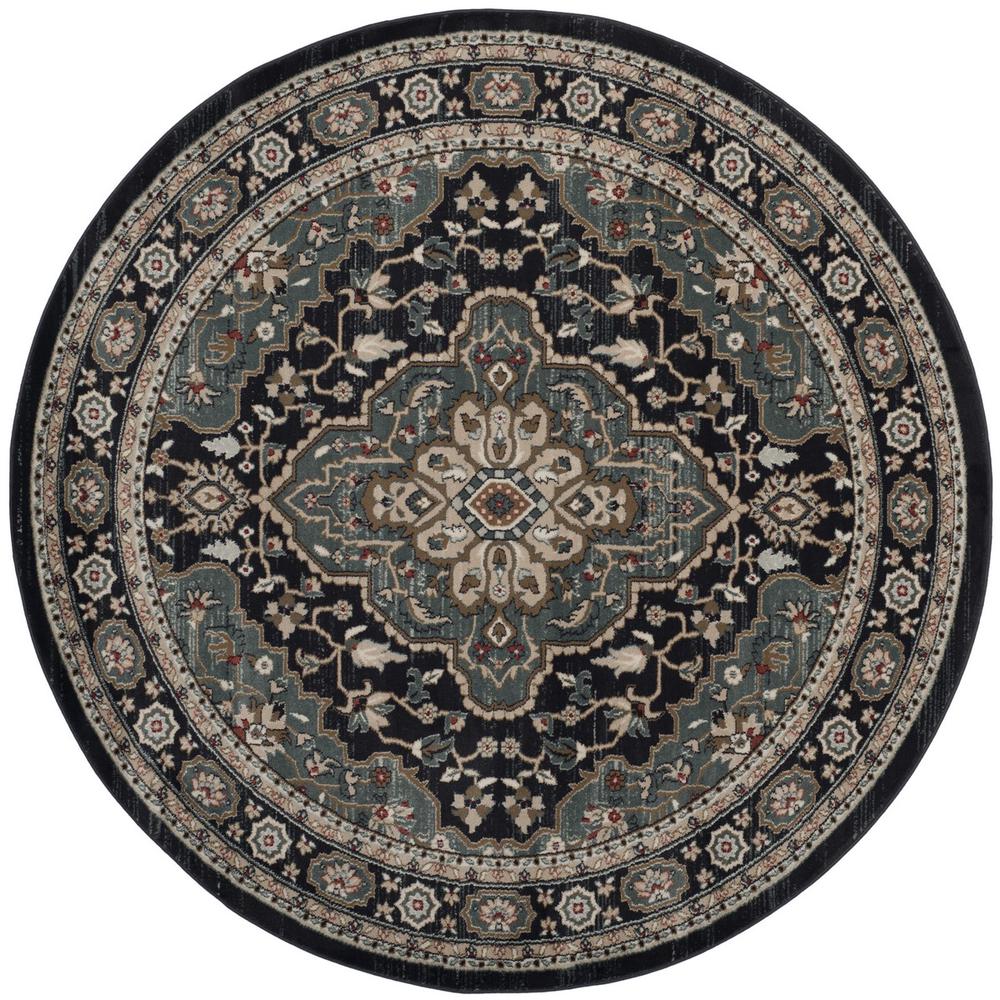 LYNDHURST, ANTHRACITE / TEAL, 7' X 7' Round, Area Rug