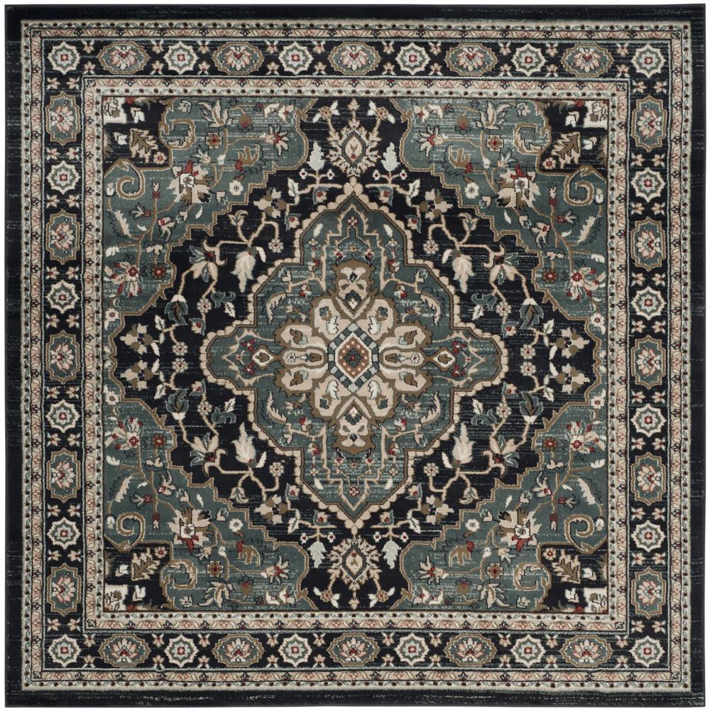 LYNDHURST, ANTHRACITE / TEAL, 7' X 7' Square, Area Rug