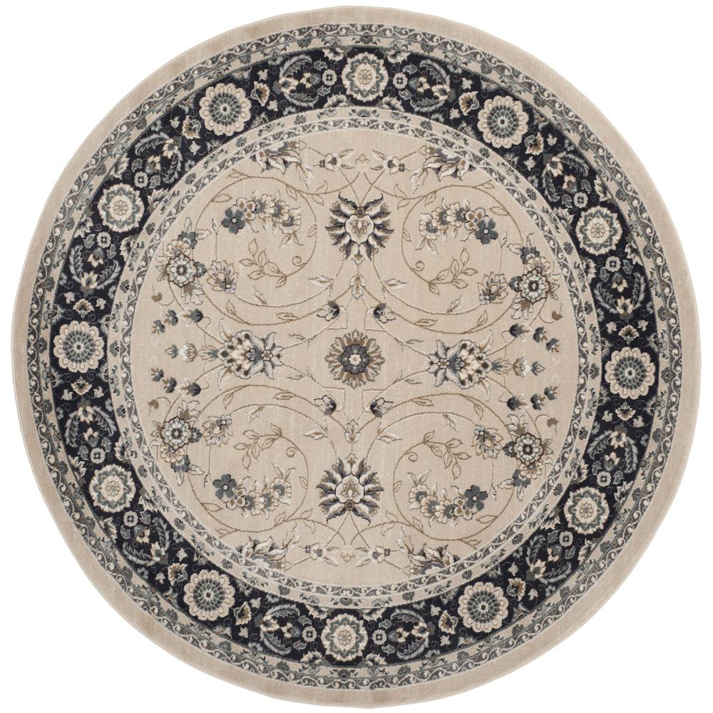 LYNDHURST, LIGHT BEIGE / ANTHRACITE, 7' X 7' Round, Area Rug