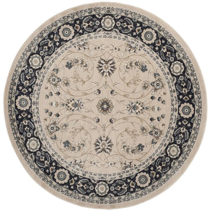 LYNDHURST, LIGHT BEIGE / ANTHRACITE, 7' X 7' Round, Area Rug