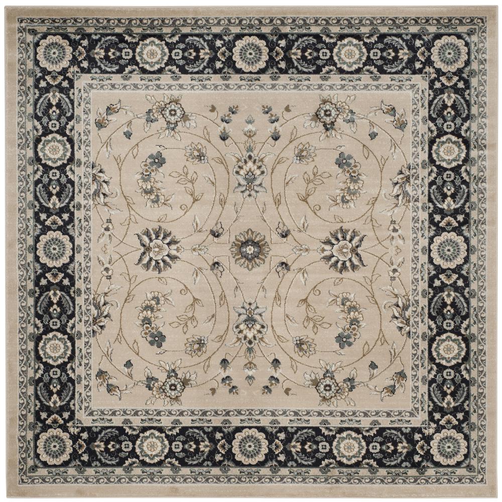 LYNDHURST, LIGHT BEIGE / ANTHRACITE, 7' X 7' Square, Area Rug