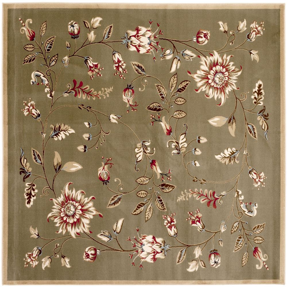 LYNDHURST, GREEN / MULTI, 6'-7" X 6'-7" Square, Area Rug