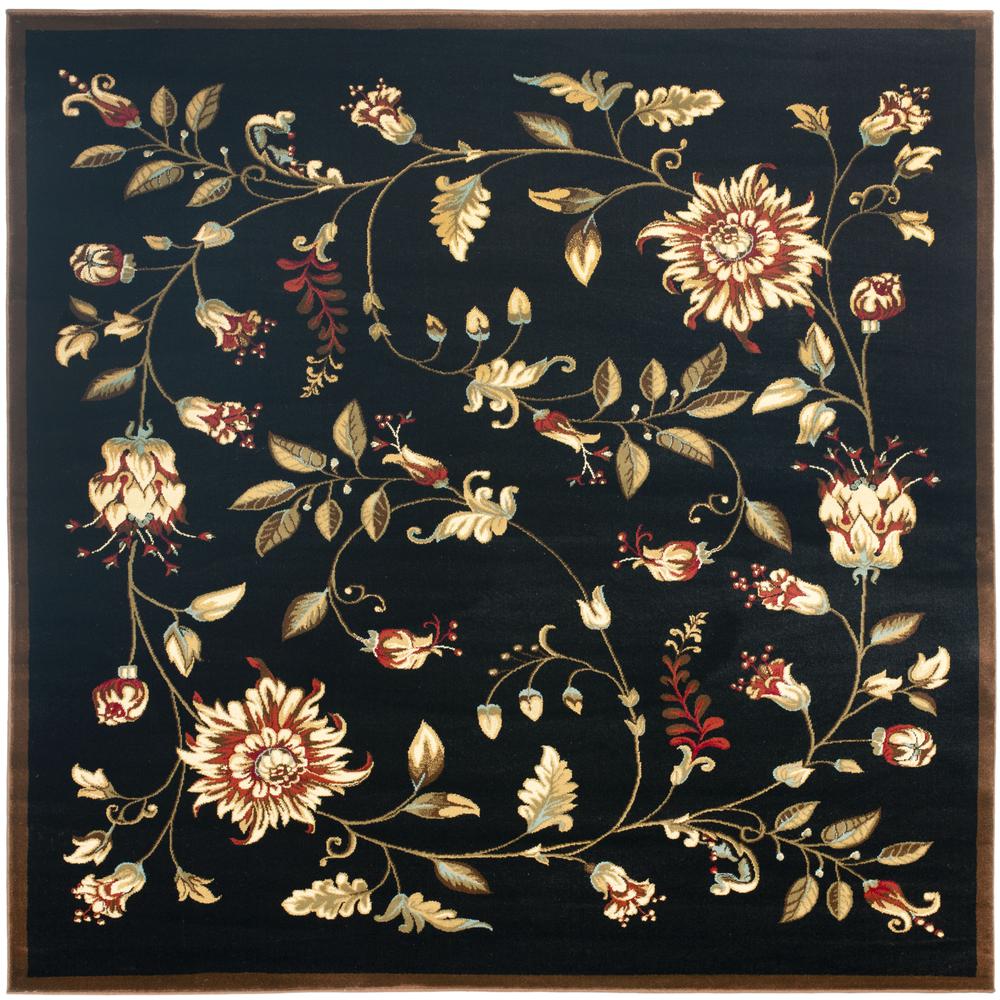 LYNDHURST, BLACK / MULTI, 6'-7" X 6'-7" Square, Area Rug