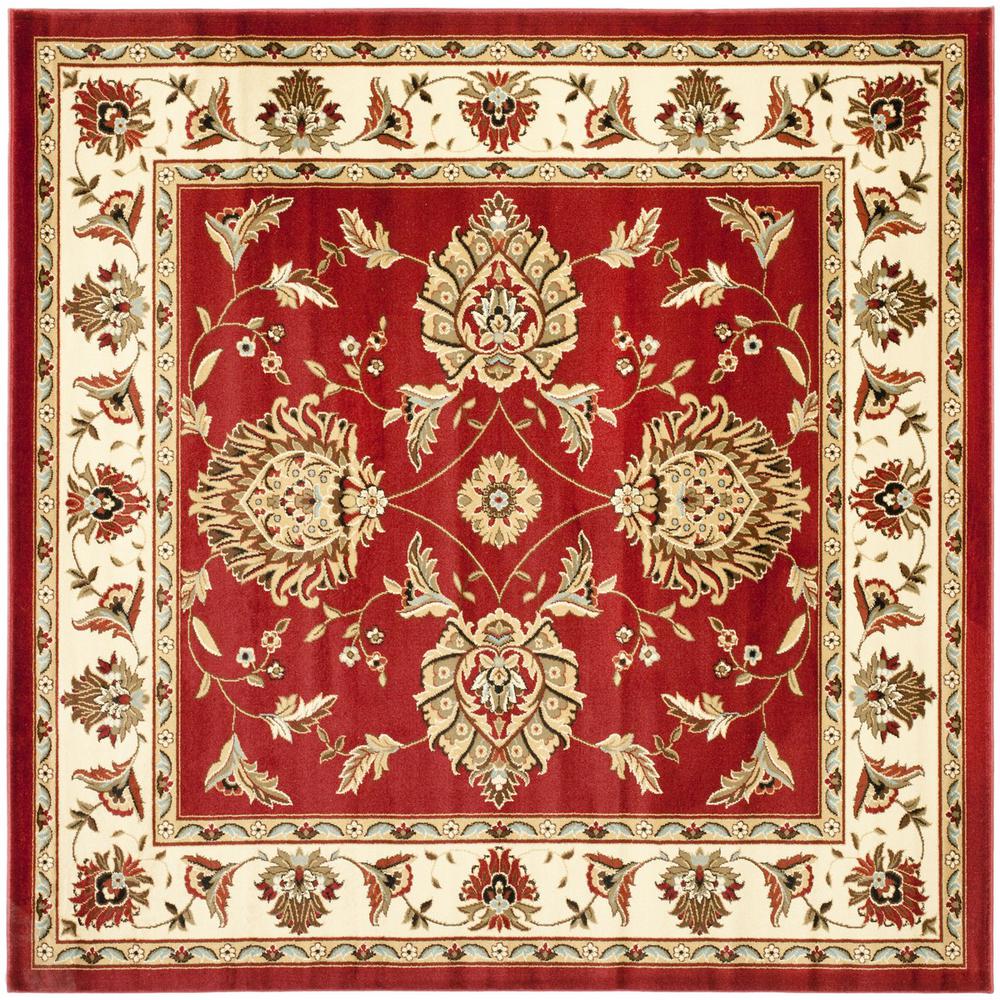 LYNDHURST, RED / IVORY, 6'-7" X 6'-7" Square, Area Rug, LNH555-4012-7SQ