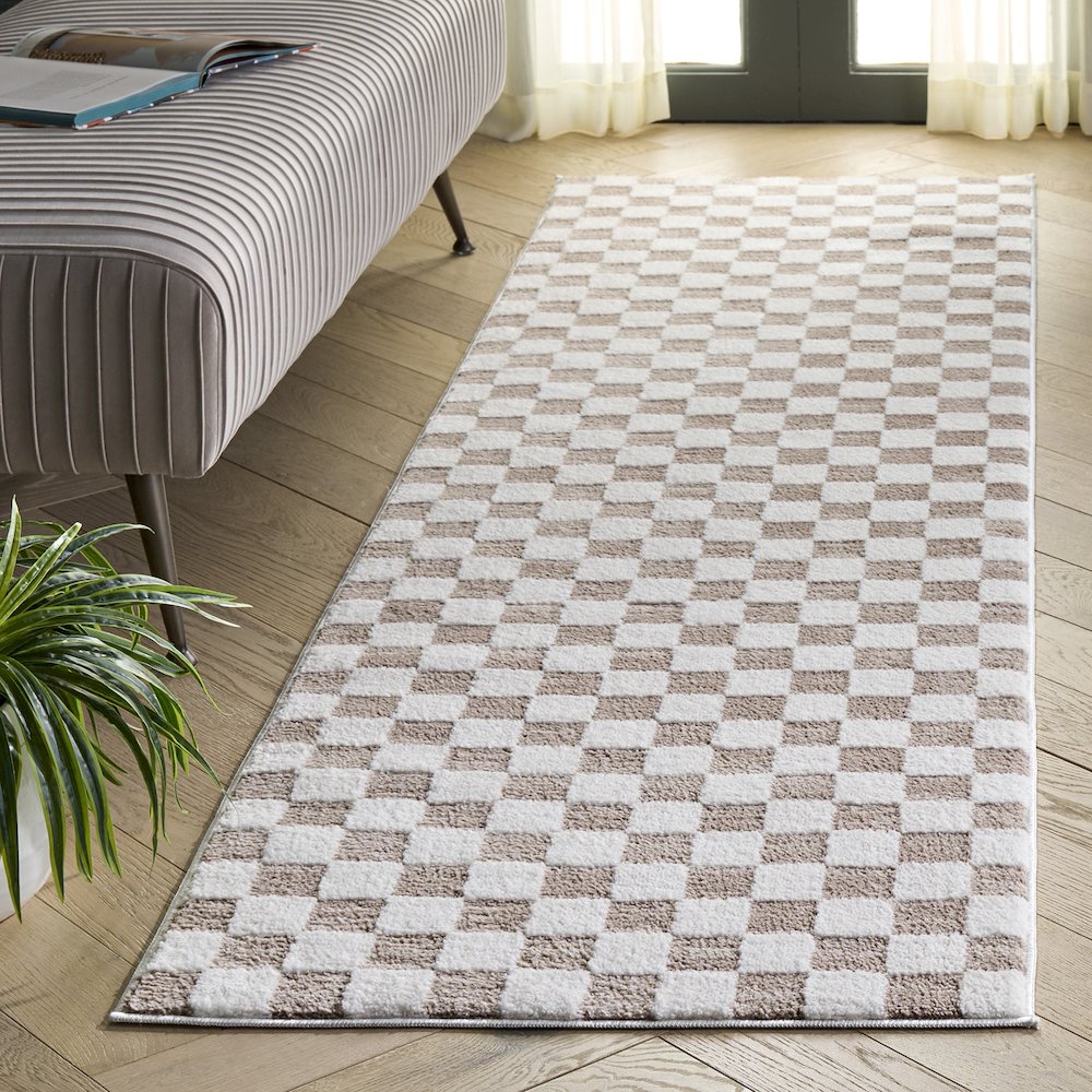 Safavieh Lunara Checkerboard Rug - Light Beige / Ivory - 2'-2" x 8'-0"