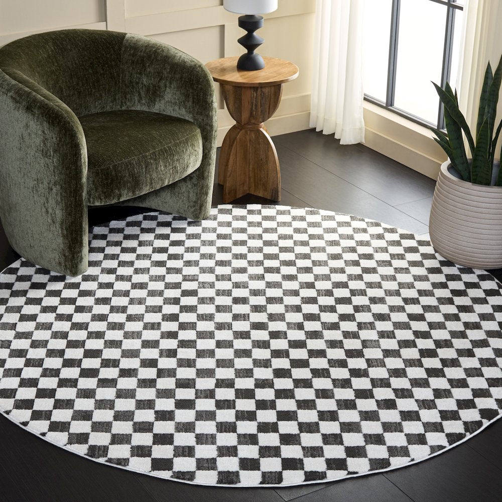 Safavieh Lunara Checkerboard Rug - Black / Ivory - 6'-7" x 6'-7"