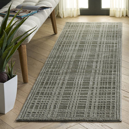 Safavieh Lunara Plaid Bordered Rug - Green / Ivory - 2'-2" x 8'-0"