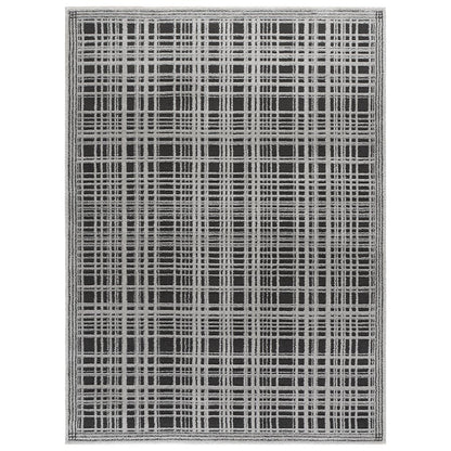 Safavieh Lunara Plaid Bordered Rug - Black / Ivory - 5'-3" x 7'-6"