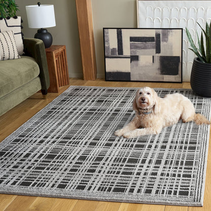 Safavieh Lunara Plaid Bordered Rug - Black / Ivory - 5'-3" x 7'-6"