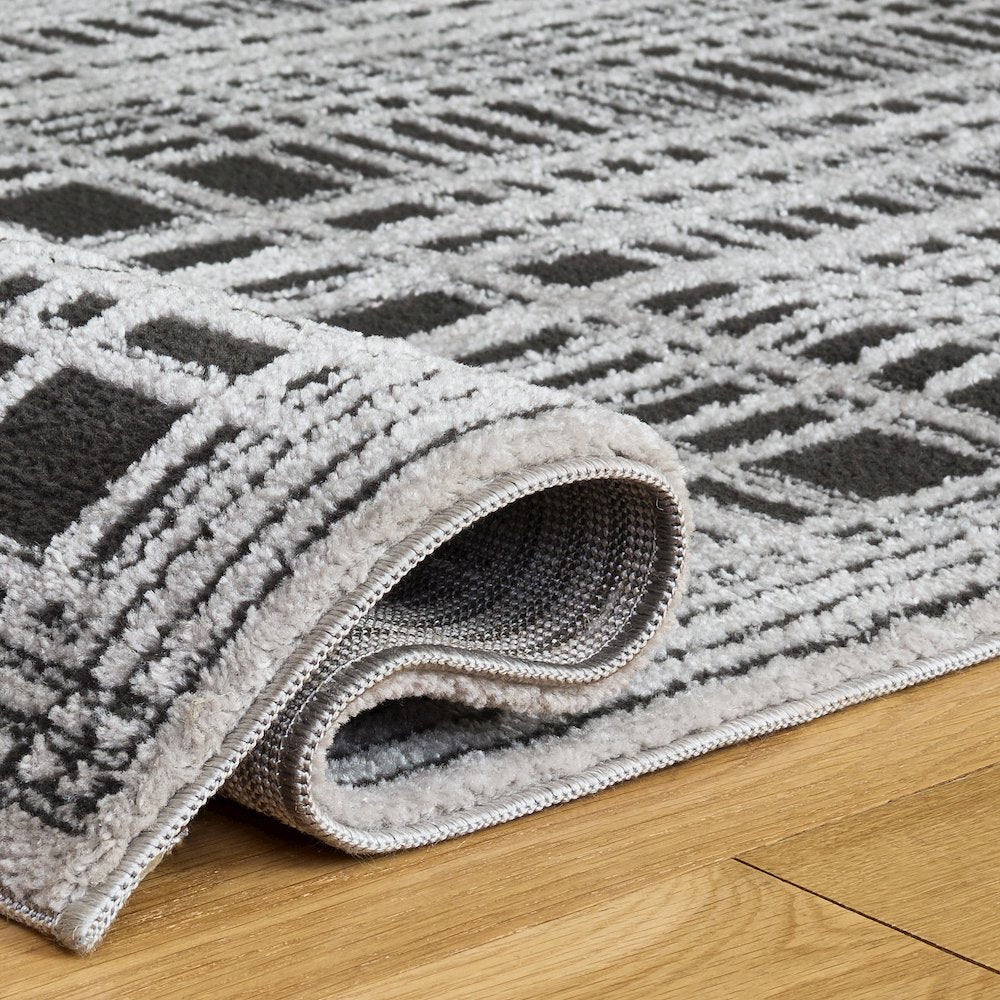 Safavieh Lunara Plaid Bordered Rug - Black / Ivory - 5'-3" x 7'-6"