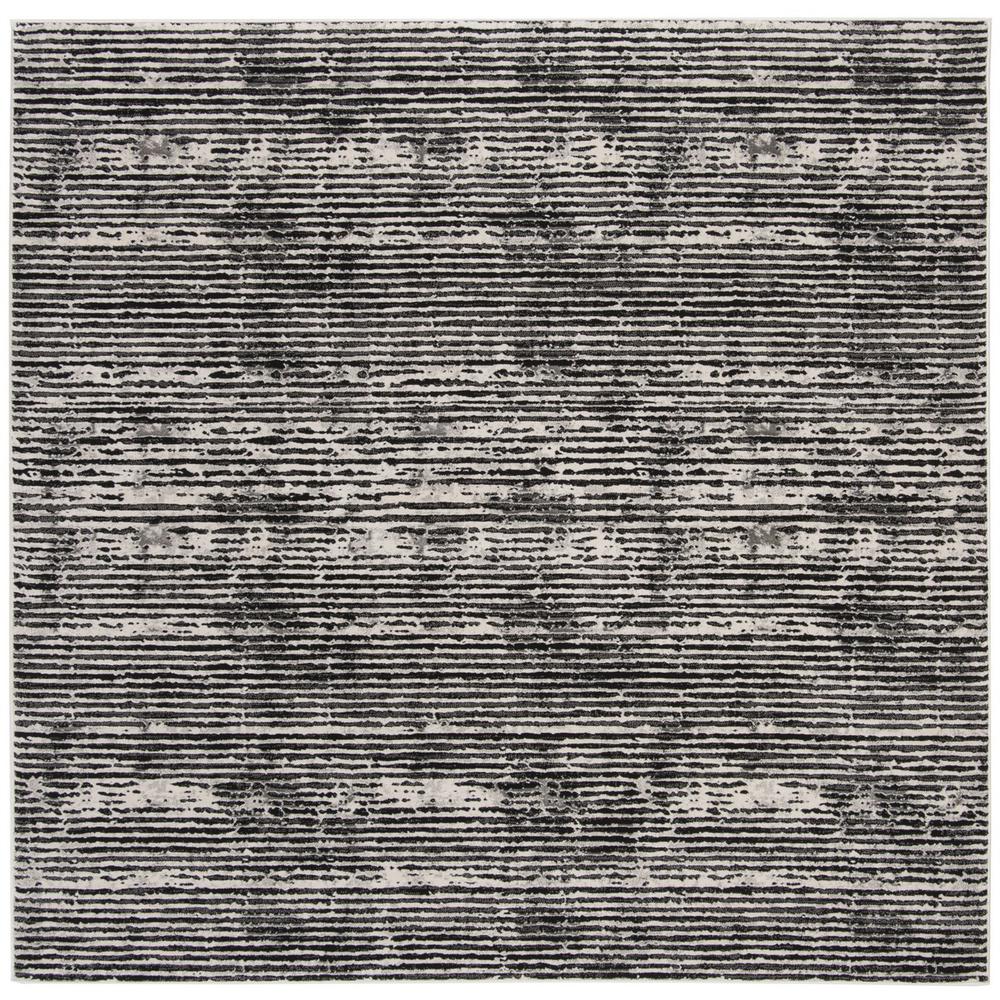 LUREX 100, BLACK / GREY, 6'-7" X 6'-7" Square, Area Rug