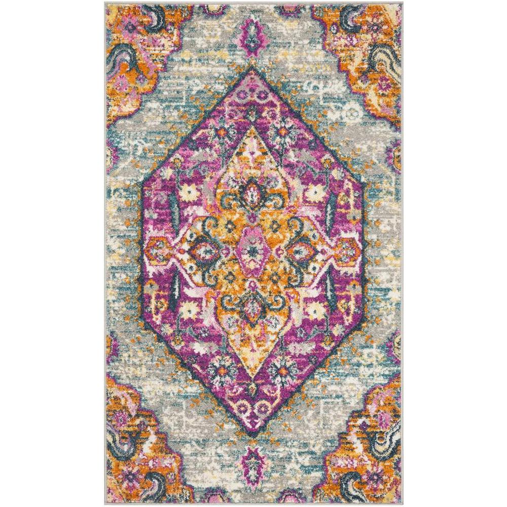 MADISON, LIGHT GREY / FUCHSIA, 3' X 5', Area Rug, MAD119G-3