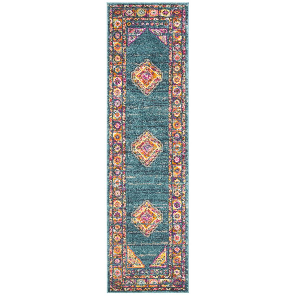 MADISON, LIGHT BLUE / ORANGE, 2'-3" X 8', Area Rug