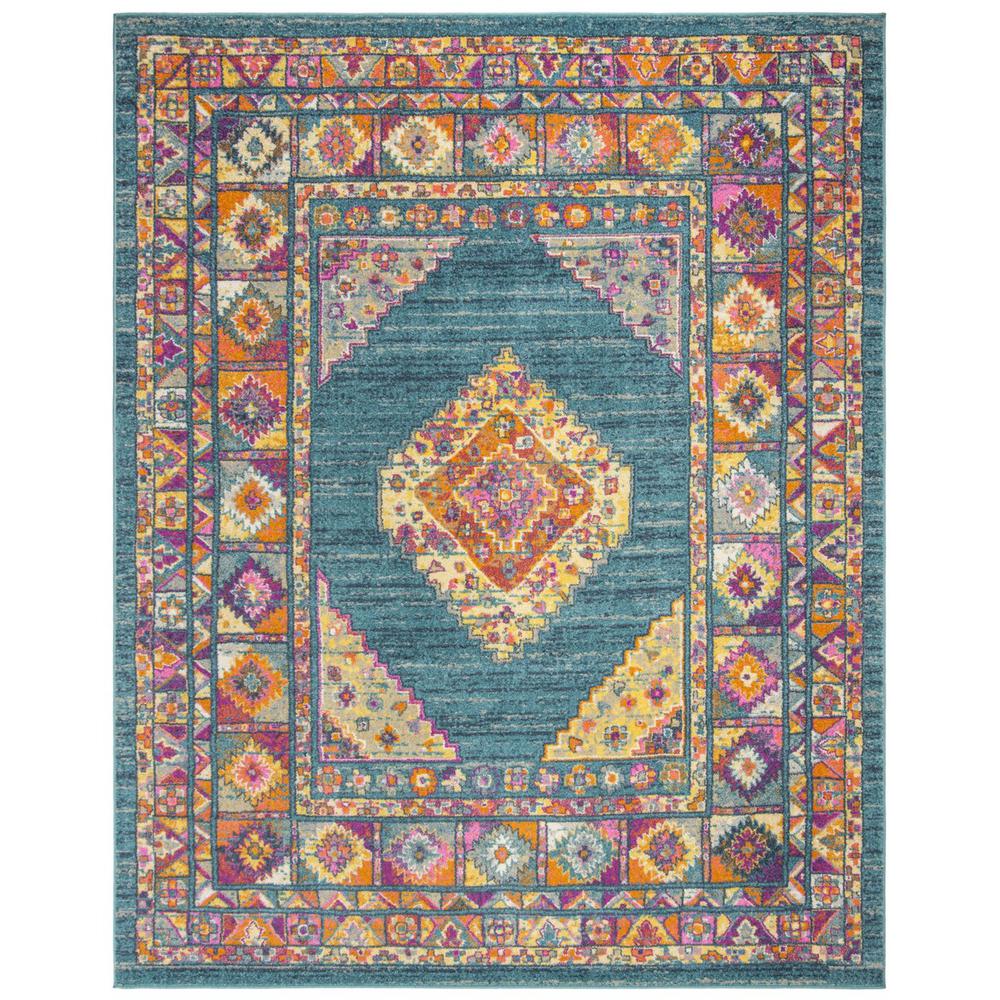 MADISON, LIGHT BLUE / ORANGE, 8' X 10', Area Rug