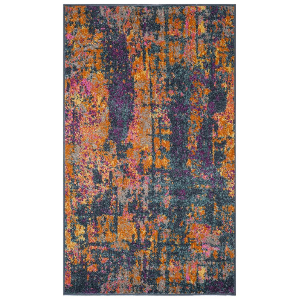 MADISON, BLUE / ORANGE, 3' X 5', Area Rug, MAD143A-3