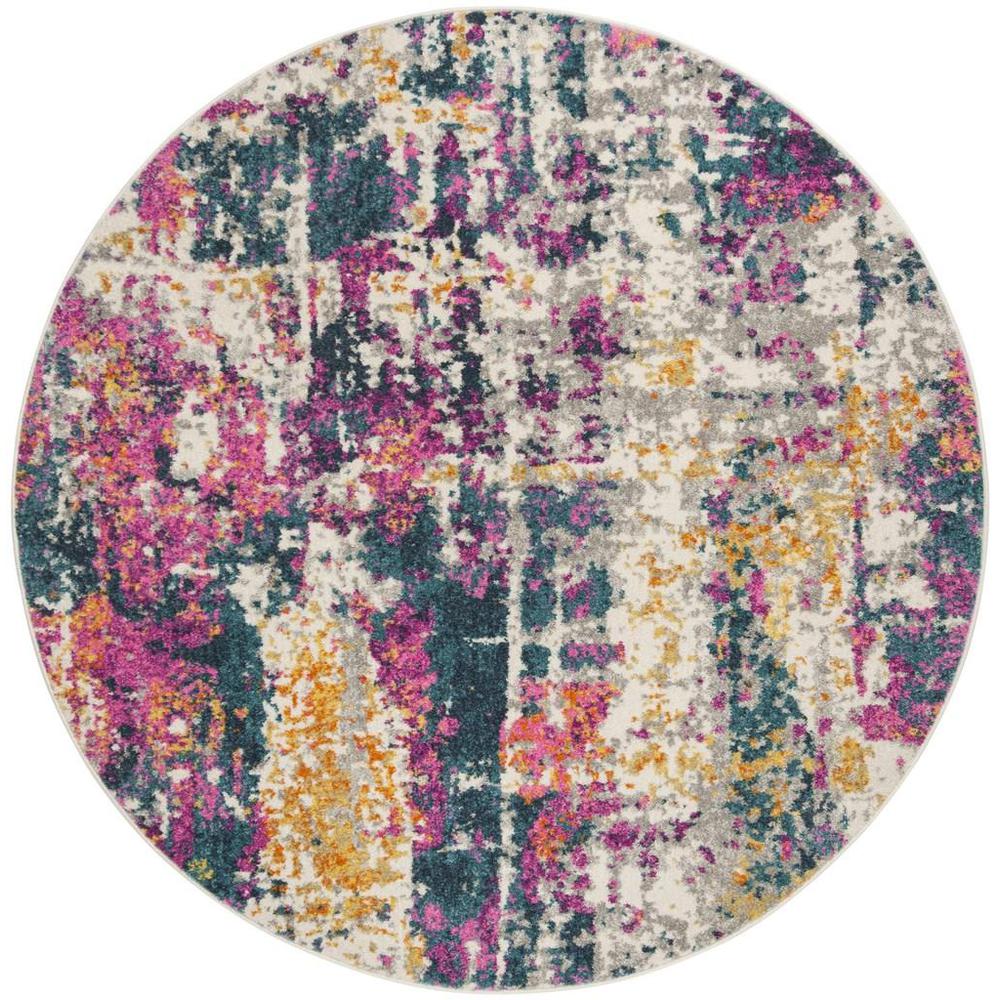 MADISON, IVORY / BLUE, 6'-7" X 6'-7" Round, Area Rug, MAD143B-7R