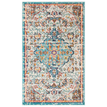 Madison Distressed Medallion Rug - Grey / Light Blue - 2'-2" x 4'-0"