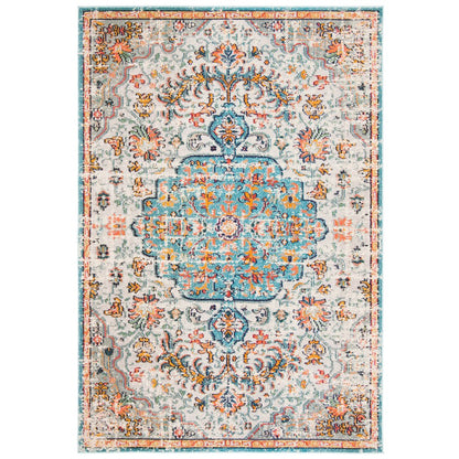 Madison Distressed Medallion Rug - Grey / Light Blue - 4'-0" x 6'-0"