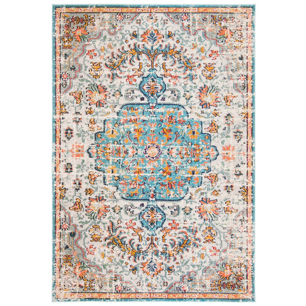 Madison Distressed Medallion Rug - Grey / Light Blue - 6'-0" x 9'-0"