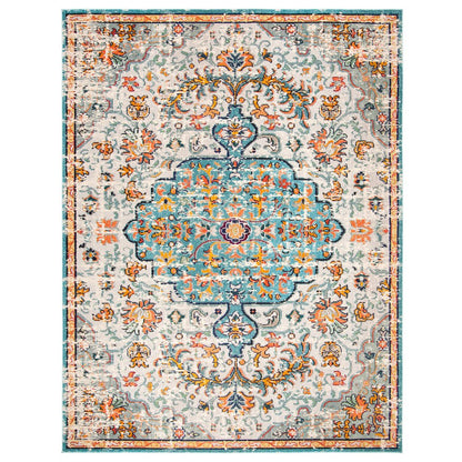 Madison Distressed Medallion Rug - Grey / Light Blue - 8'-0" x 10'-0"