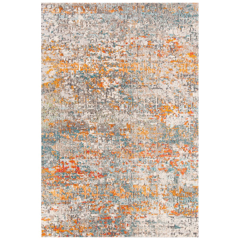Madison Distressed Abstract Rug - Grey / Orange - 4'-0" x 6'-0"