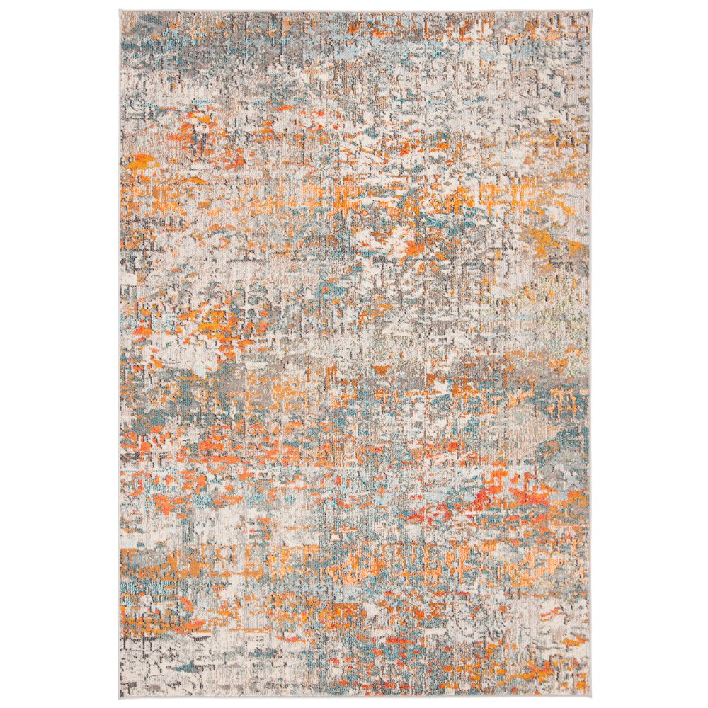 Madison Distressed Abstract Rug - Grey / Orange - 5'-3" x 7'-6"