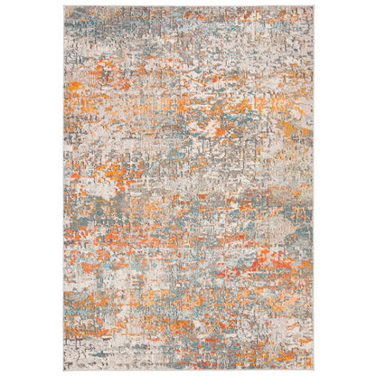 Madison Distressed Abstract Rug - Grey / Orange - 5'-3" x 7'-6"