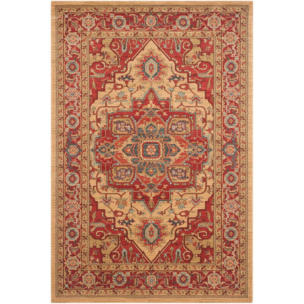 MAHAL, RED / NATURAL, 5'-1" X 7'-7", Area Rug, MAH698A-5
