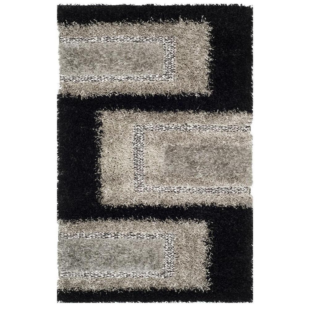 MANHATTAN, BLACK / GREY, 4' X 6', Area Rug