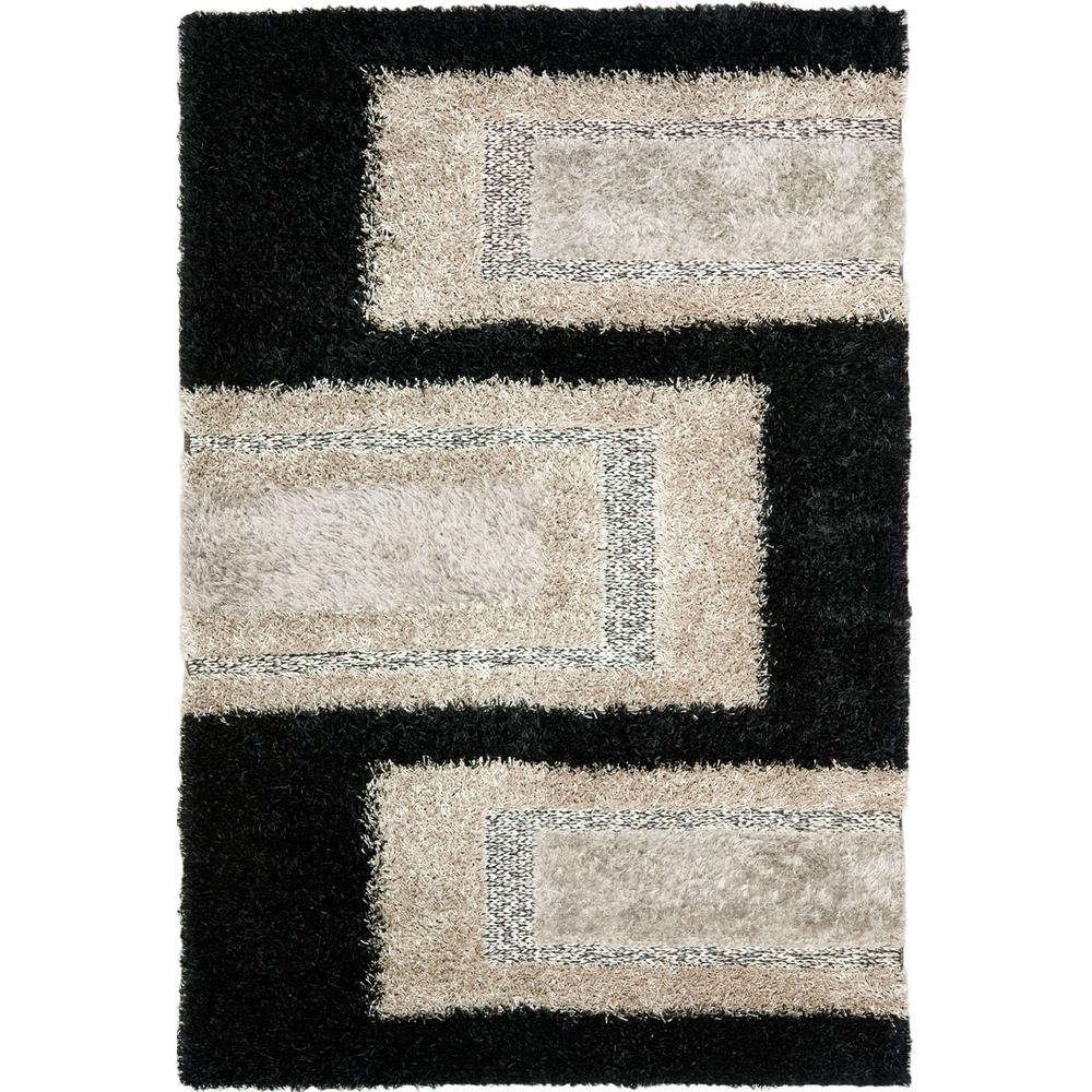 MANHATTAN, BLACK / GREY, 6' X 9', Area Rug