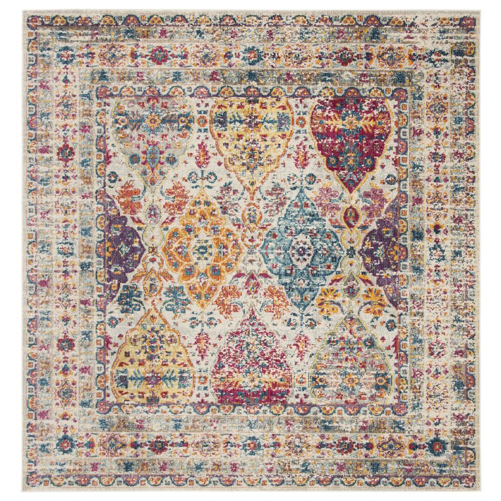 MERLOT 100, CREAM / MULTI, 6'-7" X 6'-7" Square, Area Rug, MER102A-7SQ