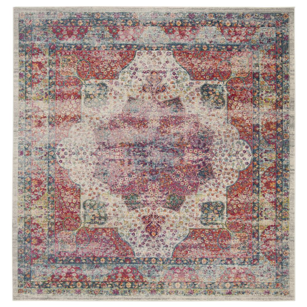 MERLOT 100, CREAM / MULTI, 6'-7" X 6'-7" Square, Area Rug, MER121A-7SQ