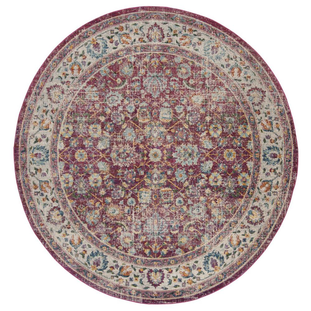 MERLOT 100, RED / MULTI, 6'-7" X 6'-7" Round, Area Rug