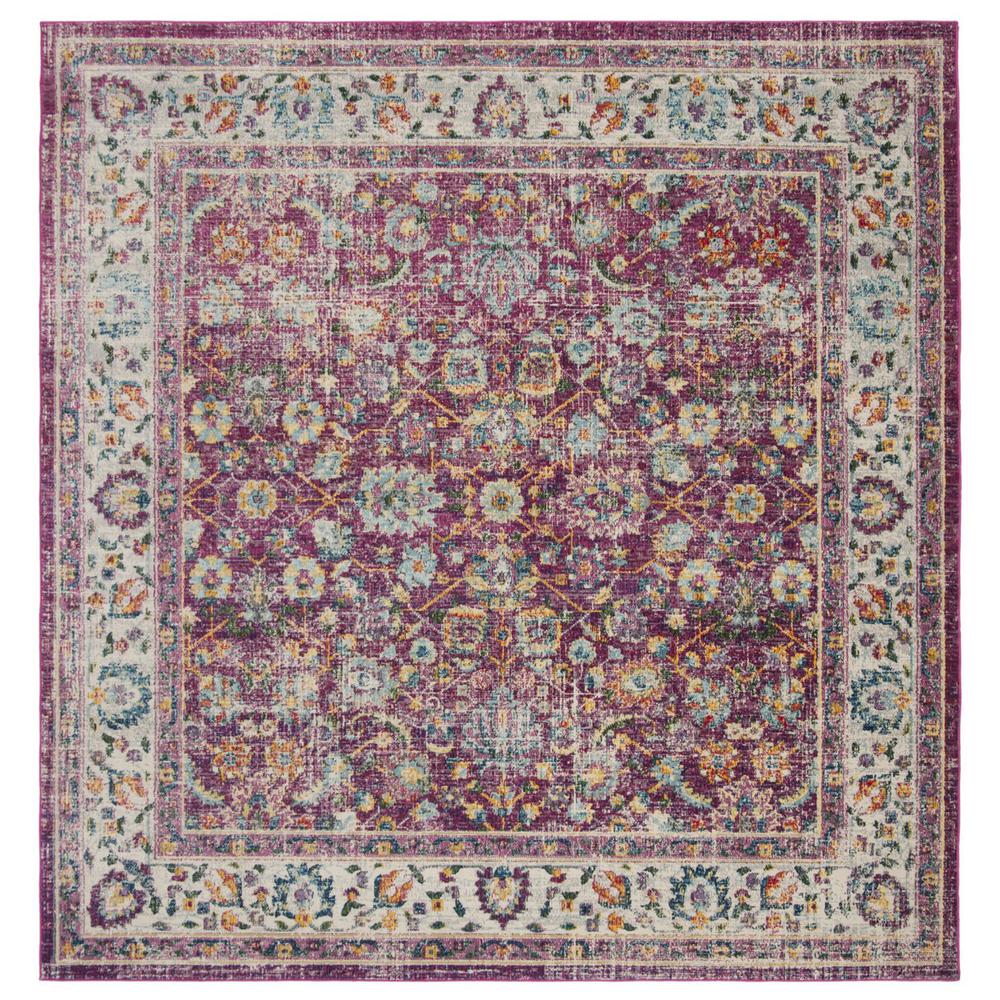 MERLOT 100, RED / MULTI, 6'-7" X 6'-7" Square, Area Rug