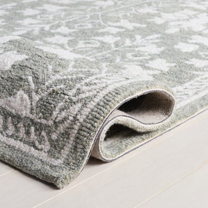 Metro Botanical Tile Hand-Tufted Wool Rug - Grey / Ivory - 4'-0" X