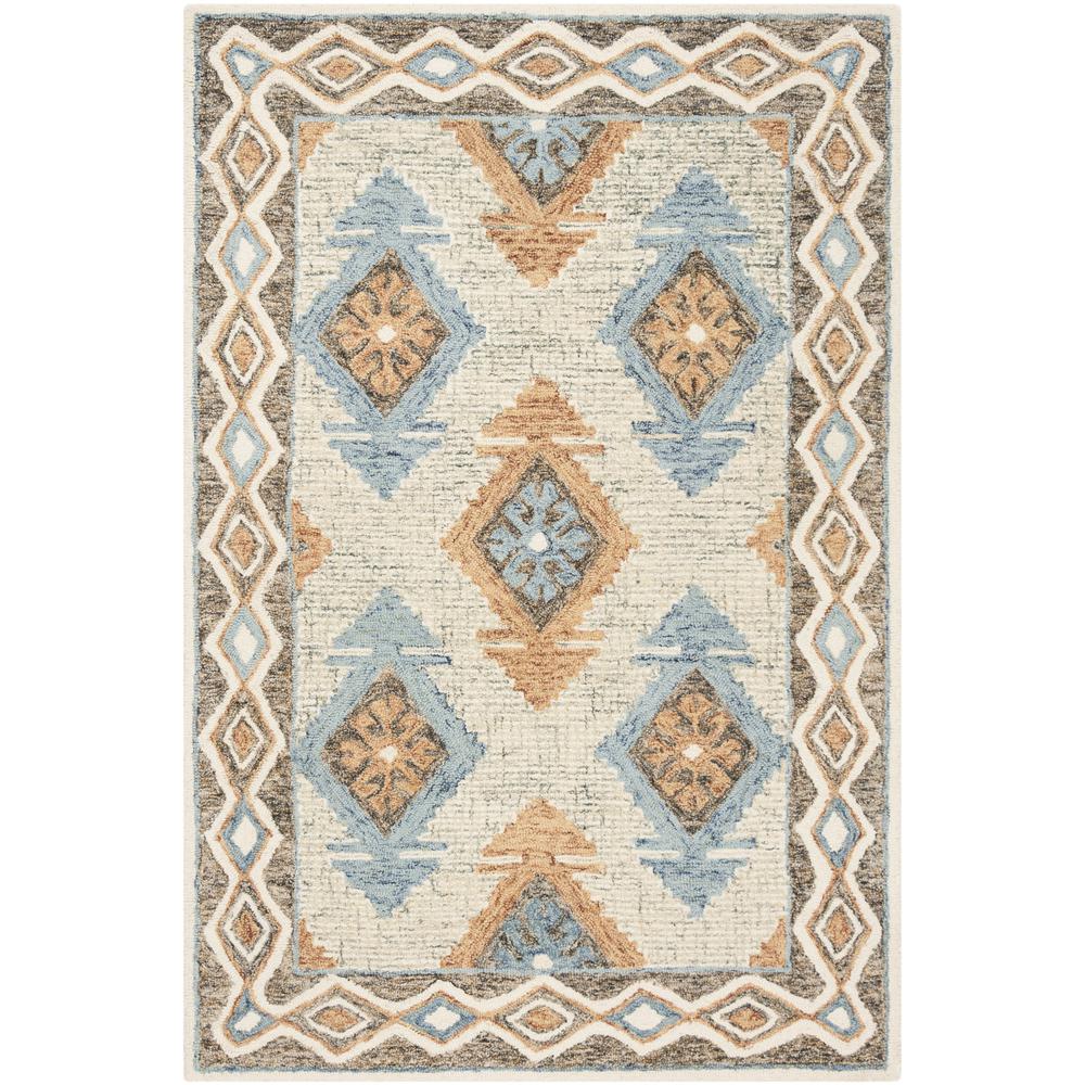 MICRO-LOOP, BLUE / BEIGE, 4' X 6', Area Rug