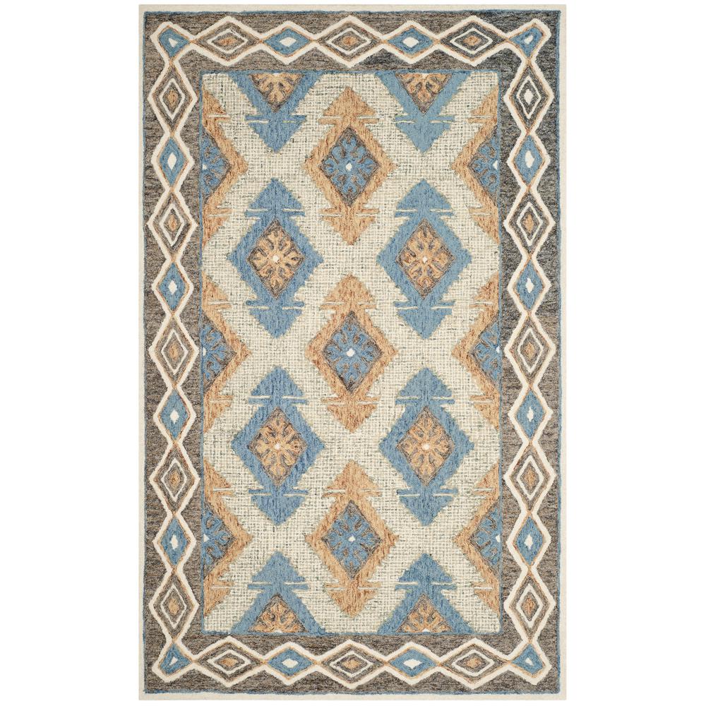MICRO-LOOP, BLUE / BEIGE, 5' X 8', Area Rug