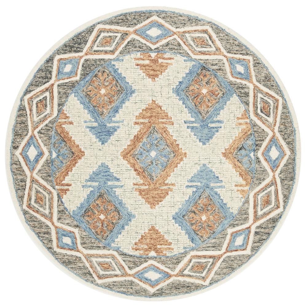 MICRO-LOOP, BLUE / BEIGE, 5' X 5' Round, Area Rug