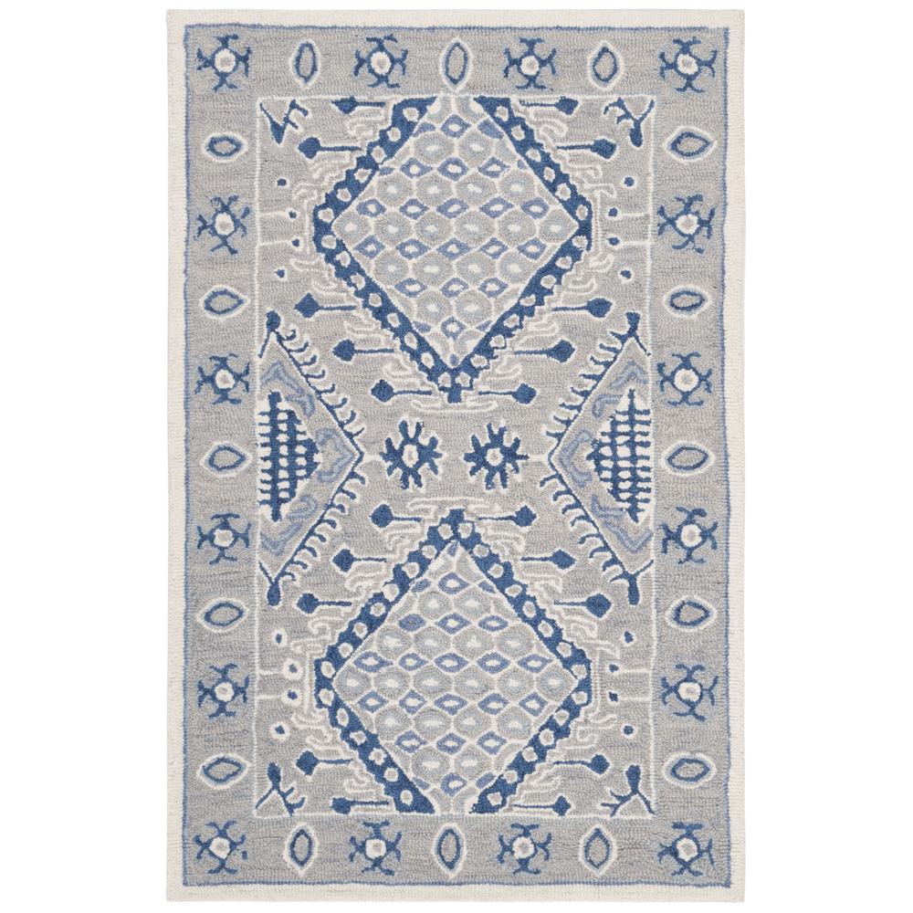 MICRO-LOOP, LIGHT GREY / BLUE, 2'-6" X 4', Area Rug