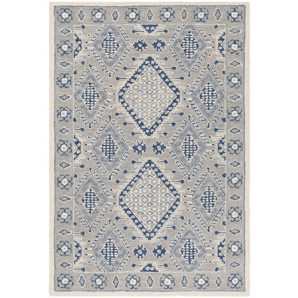 MICRO-LOOP, LIGHT GREY / BLUE, 4' X 6', Area Rug