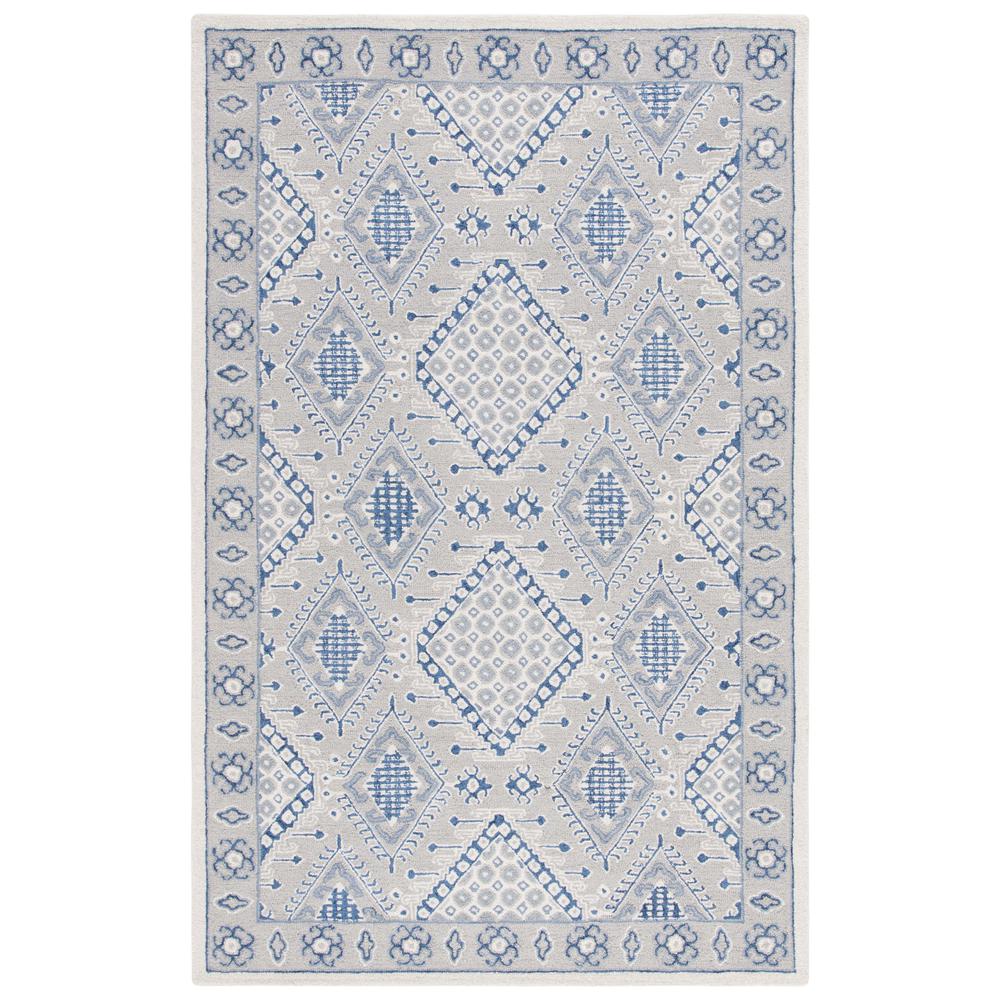 MICRO-LOOP, LIGHT GREY / BLUE, 5' X 8', Area Rug