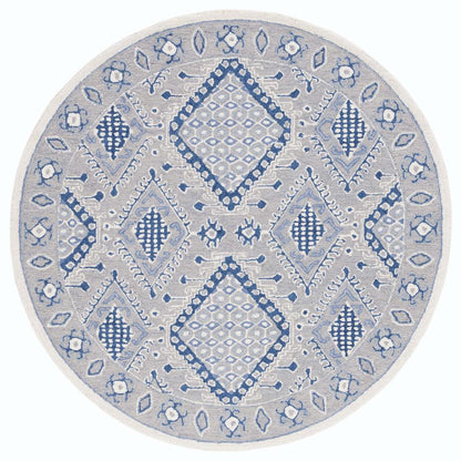 MICRO-LOOP, LIGHT GREY / BLUE, 5' X 5' Round, Area Rug